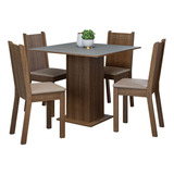 Juego Comedor Mesa Tablero Madera 4 Sillas Samara Madesa M/b