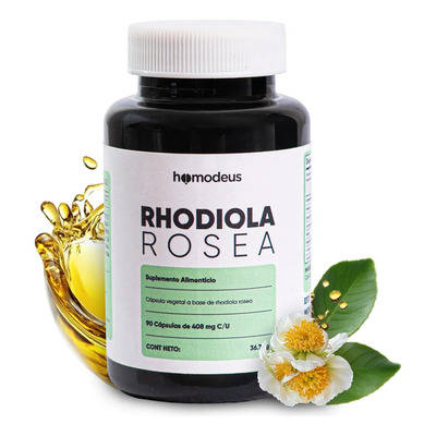 Rhodiola Rosea + L-Teanina + CoQ10 | 90 Cápsulas Veganas 408 mg c\u002Fu | Rhodiola 616 mg + L-Teanina 100 mg + CoQ10 100 mg por porción | Suplemento Alimenticio Etiqueta Clara | Uso Diario | Homodeus | MercadoLibre