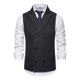 Nuevo Chaleco Blazer Con Doble Botonadura Para Hombre, Cuell