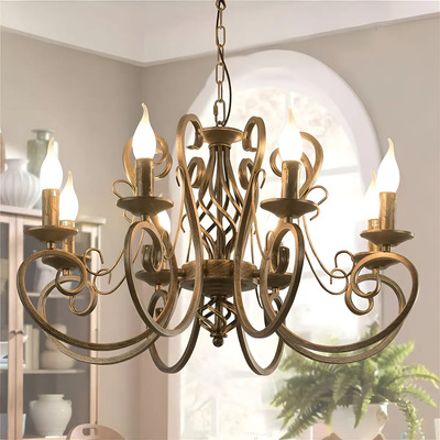 Garwarm Lámparas Colgante Vintage Francés De 8 Luces Para Sala Comedor Regulable Bronce | Meses sin interés