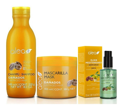 Alea Kit Dañados Shampoo Mascarilla Y Elixir Sulfate Free