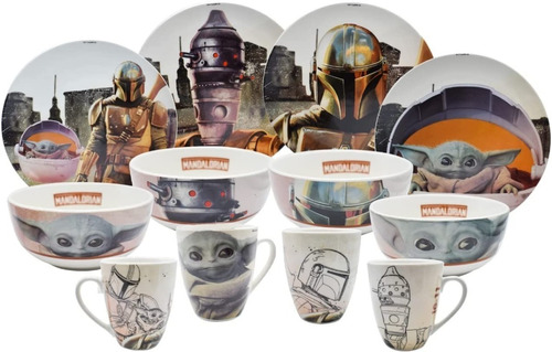 Vajilla Porcelana The Mandalorian 12 Piezas Disney