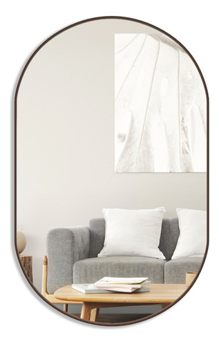 Espelho Ovalada De Parede Mirror Store Oval Do 80cm X 50cm Com 80cm De Diâmetro Quadro Marrom