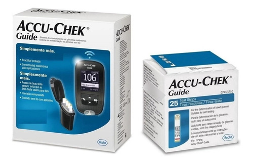 Accu Chek Guide Medidor De Glucosa Kit Glucometro + 25 Tiras