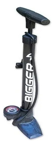 Inflador Pie Bicicleta Bigger Valvula Inteligente Manometro Color Negro