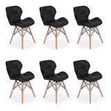 Kit 06 Cadeiras Charles Eames Eiffel Slim Wood Preta