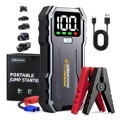 Arrancador De Batería Para Auto Portátil 5000A Con Pantalla, 12v Arrancador De Coche Para 8 Cilindros Con Led, BSMOOM Emergencia Profesional | Meses sin interés