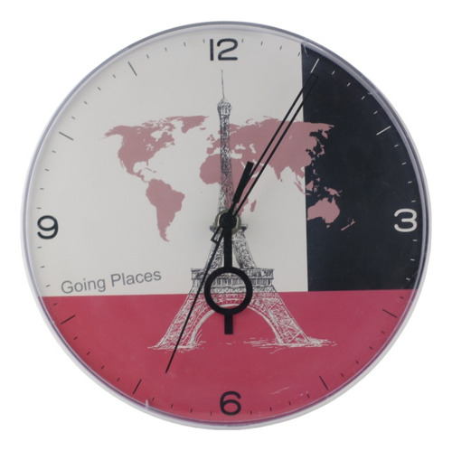 Reloj  Pared  Redondo Torre Eiffel De Paris Mapa Mundi