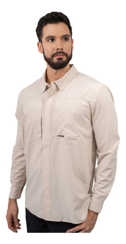 Camisa Pacífica Maja® Manga Larga Khaki Para Hombre | Meses sin interés