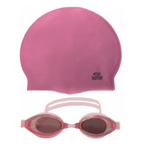 Kit Antiparra Espejada + Gorra Silicona Natación Adulto Rosa