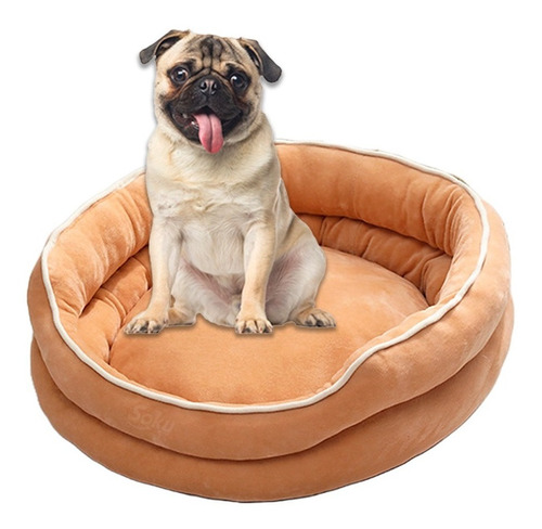 Cama Nido Redonda Suave Cálido Cachorro Gato Perro Mascota Color Beige