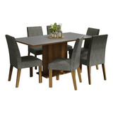 Juego Comedor Mesa Tapa Madera 6 Sillas Renata Madesa Color Marron/gris/plata