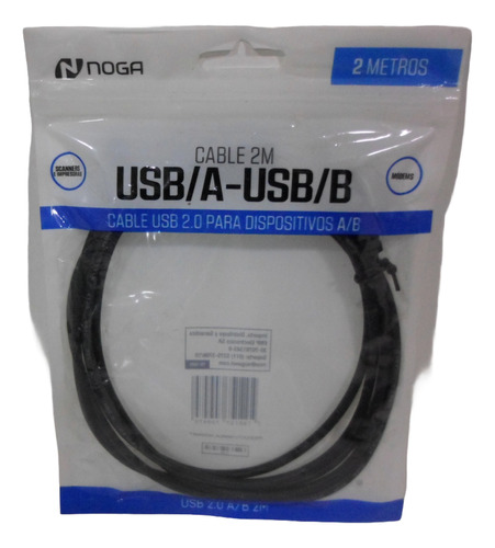 Cable Noga Usb/a - Usb/b Adaptador Modem Impresora 2mts