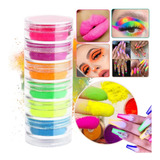 Polvo Fluorecente Uñas Y Maquillaje Make Up X 6 Colores