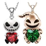 Collar Jack Skellington Y Oogee Boogie Set Plateado Y Dorado