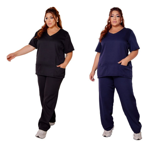 Kit 2 Conjunto Pijama Cirúrgico Gabardine Plus Size - Ph