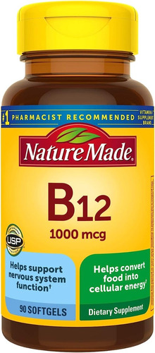 Vitamina B12 1000mcg (90 Softgels) Nature Made Hecho En Usa