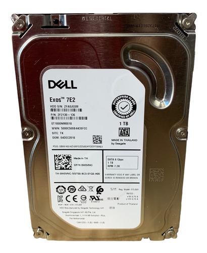 Disco Rígido Interno Hd Dell Exos 7e2 1tb St1000nm0018 7.2k 128m 6gb/s Sata P/servidores E Ou Desktop 