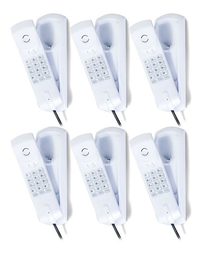 Kit 06 Telefones Com Fio Gôndola Branco Tc 20 Intelbras