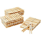 Set X60 Pinzas Gancho De Madera Ropa Colgador Bambú 7cm