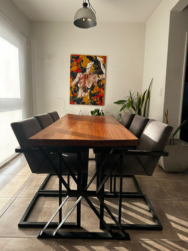 Juego De Comedor Hierro Y Madera Estilo Industrial