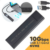 Case Ssd M2 Nvme Pcie M-key Usb 3.1 Adaptador Gaveta 10gbps