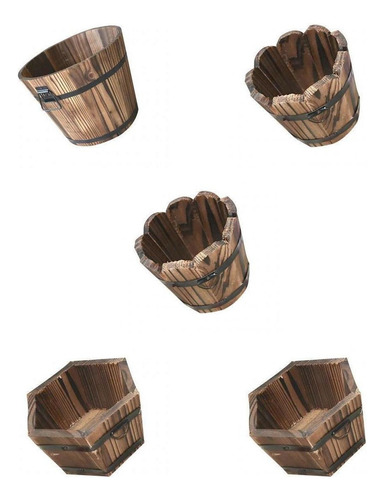 5pcs Wooden Bucket Flower Whiskey Barrel For