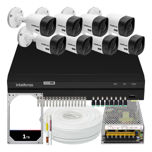 Kit Intelbras 8 Câmeras Vhc 1120 20m Dvr De 16 Canais Hd 1tb