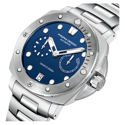 Reloj De Pulsera Para Hombre Pagani Design, Color Azul Acero Correa Plateado Bisel Plateado | Envío gratis
