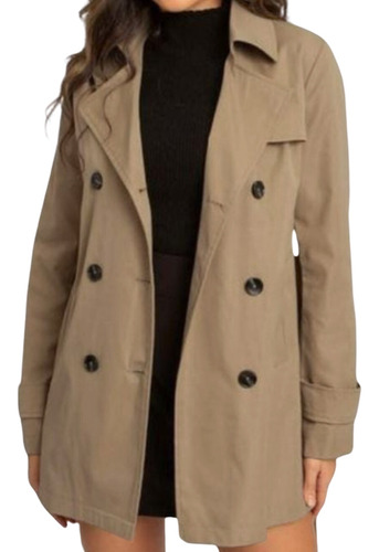 Trench Coat Feminino Sobretudo Botões Fivela Impermeável 