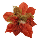 Flor Adorno Arbol De Navidad Rojo/oro 22 Cm X 12 - Sheshu