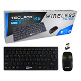 Kit Mini Teclado E Mouse Sem Fio Wireless Slim Flat K6