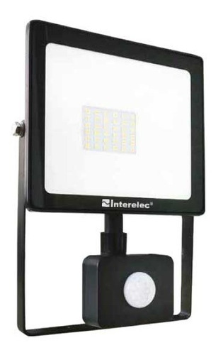 Reflector Proyector Led 30w Sensor Movimiento Interelec 6500 Color De La Carcasa Negro