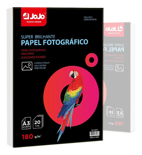 Papel Fotográfico Glossy A3 Brilhante 180g 300fls Original