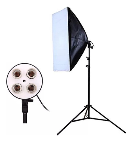 Kit Soft Box Soquete E27 Quadruplo 50 X 70 + Tripé 2m