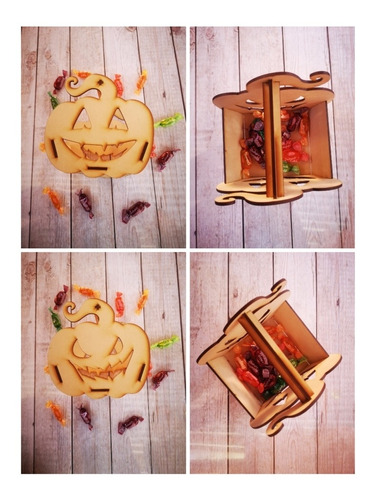 Pack 10 Cajas Bandejas Dulceras Calabaza Halloween 