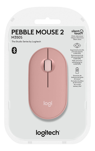 910-007048 Mouse Pebble 2 M350s Rosado