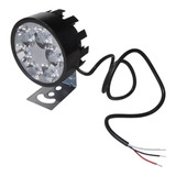 Faro 6 Led Redondo Auxiliar Estrobo Auto Moto Negro