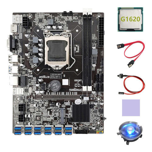 Placa Base B75 Eth Mining 12xusb+cpu+g1620+ventilador De Ref