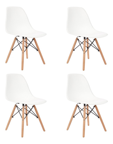 Cadeira De Jantar Garden Life Eames Estrutura De Cor Branco 4 Unidades