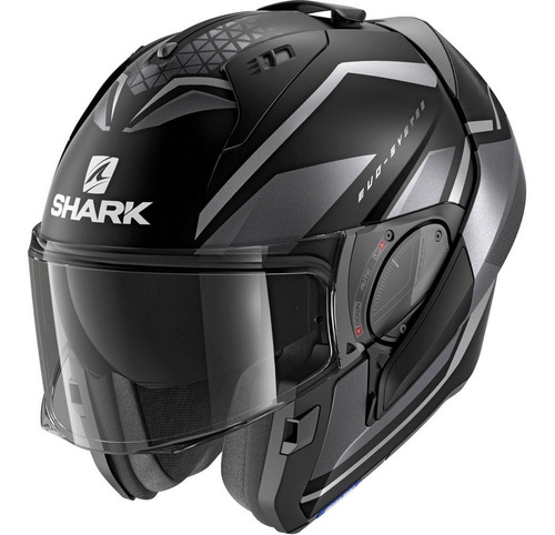 Capacete Shark Evo Es Yari Mat Kaa Preto Cinza Fosco