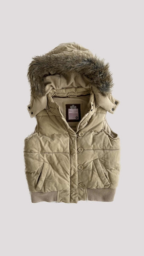 Campera Chaleco Gap Puffer Camel C/capucha Desmontable Piel