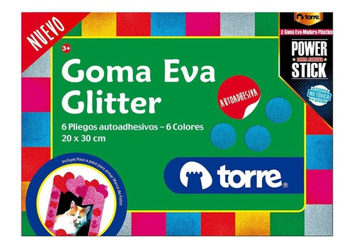 Carpeta Goma Eva Glitter  Adhesiva  6 Pliegos