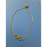 Pulsera Ajustable En Chapa De Oro Con Dije De Infinito