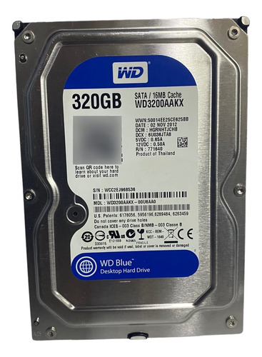 Disco Rigido Interno Hd Wd3200aakx Sata 320gb 7200 Rpm P/ Pc Desktop Western Digital