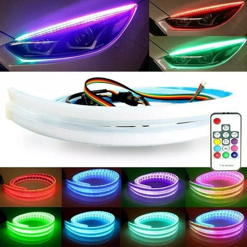 2 Tiras Cintas Multicolor Luz Led Para Farola De Carro 60cm