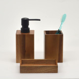 Wood Bathroom Accessories Set 3 Pieces Includes Soap Dispens