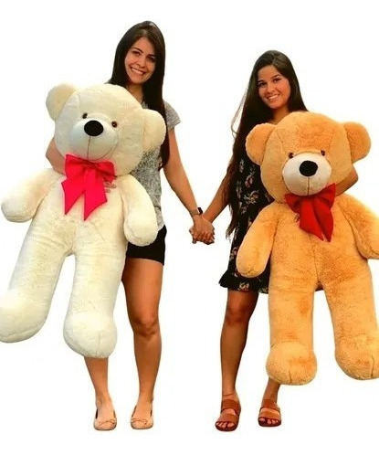 Urso Gigante Grande Pelúcia Teddy Bear 90 Cm Doce De Leite