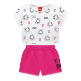 Conjunto Infantil Feminino Bl Cropped + Short * Kyly 112107