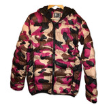 Campera Puffer Estampado Camouflage Liviana Talle Large